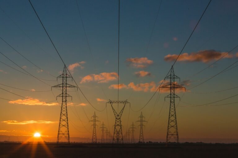 Transmission infrastructure across rural land illustrating property concerns tied to data center expansion.