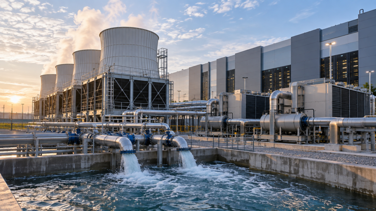 Cooling infrastructure illustrating the direct and indirect water demands of data centers.