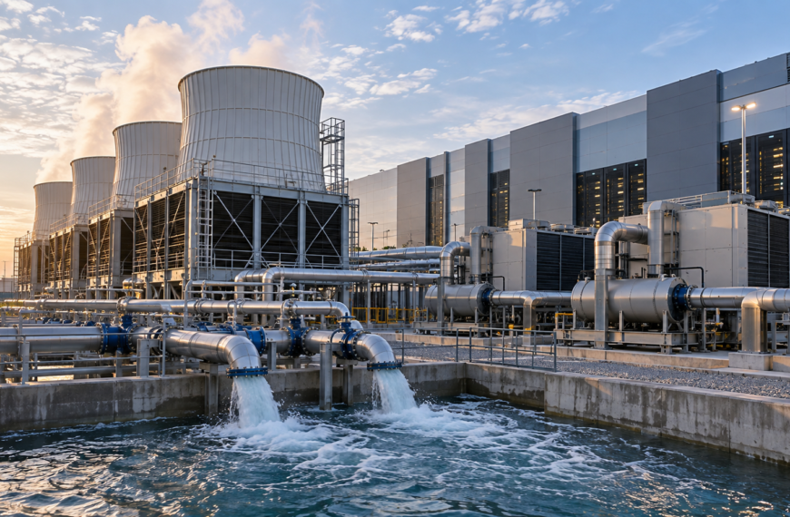 Cooling infrastructure illustrating the direct and indirect water demands of data centers.